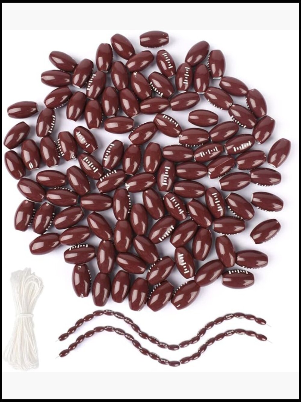 200pcs Acrylic Football Beads Brown Rugby Shape DIY Bracelet Making Kit